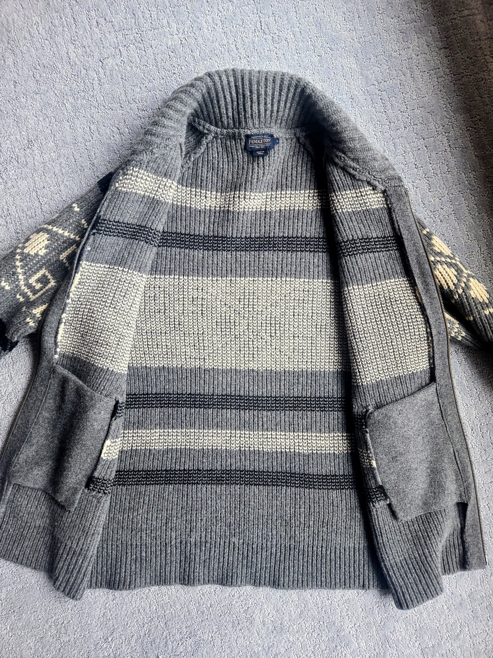 ​🌲 Pendleton Gray Zip Shawl Collar Wool Cardigan 🌲 - Picture 7 of 10